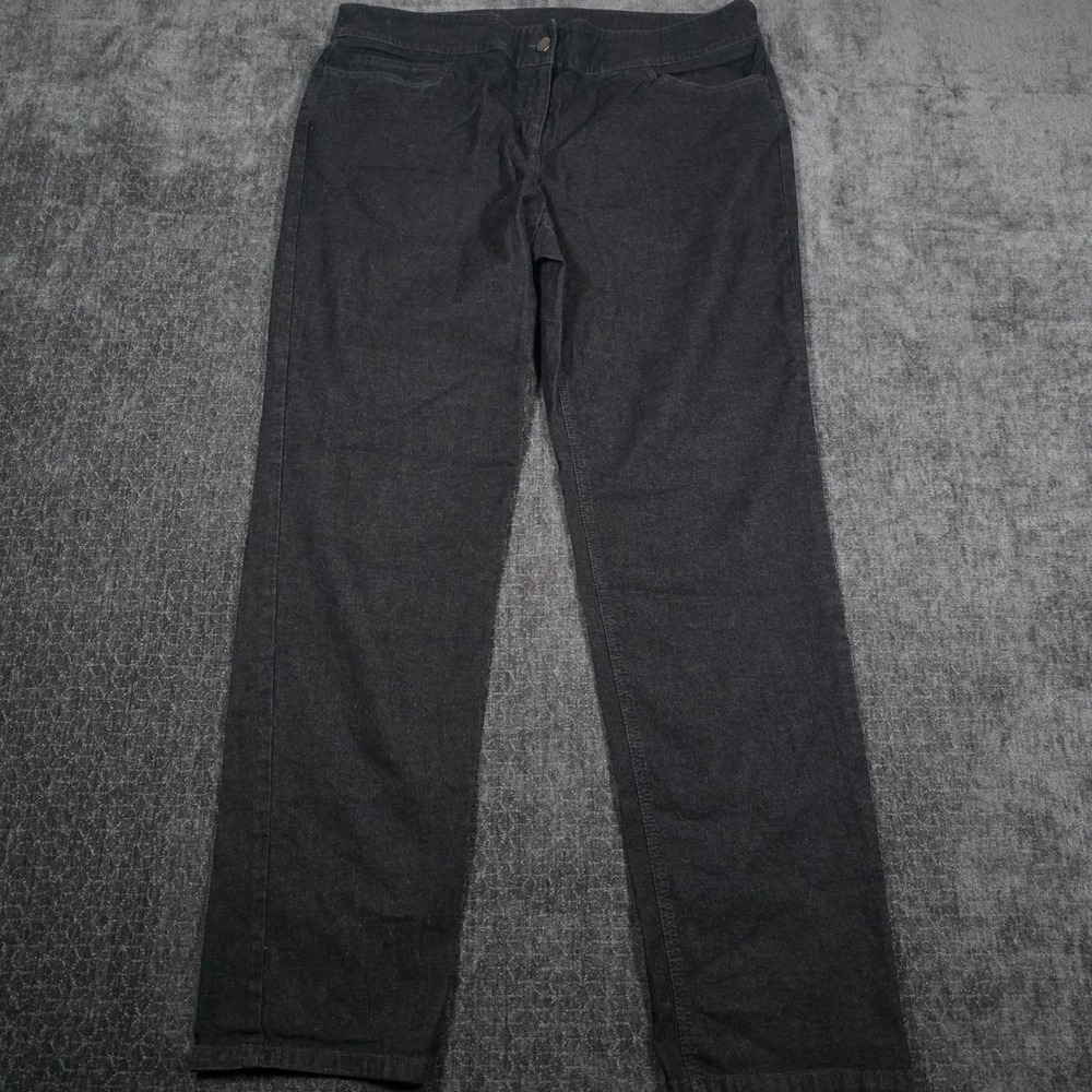 Eileen Fisher Petite Straight Leg Pants Charcoal Gray Denim Size PL Made in USA
